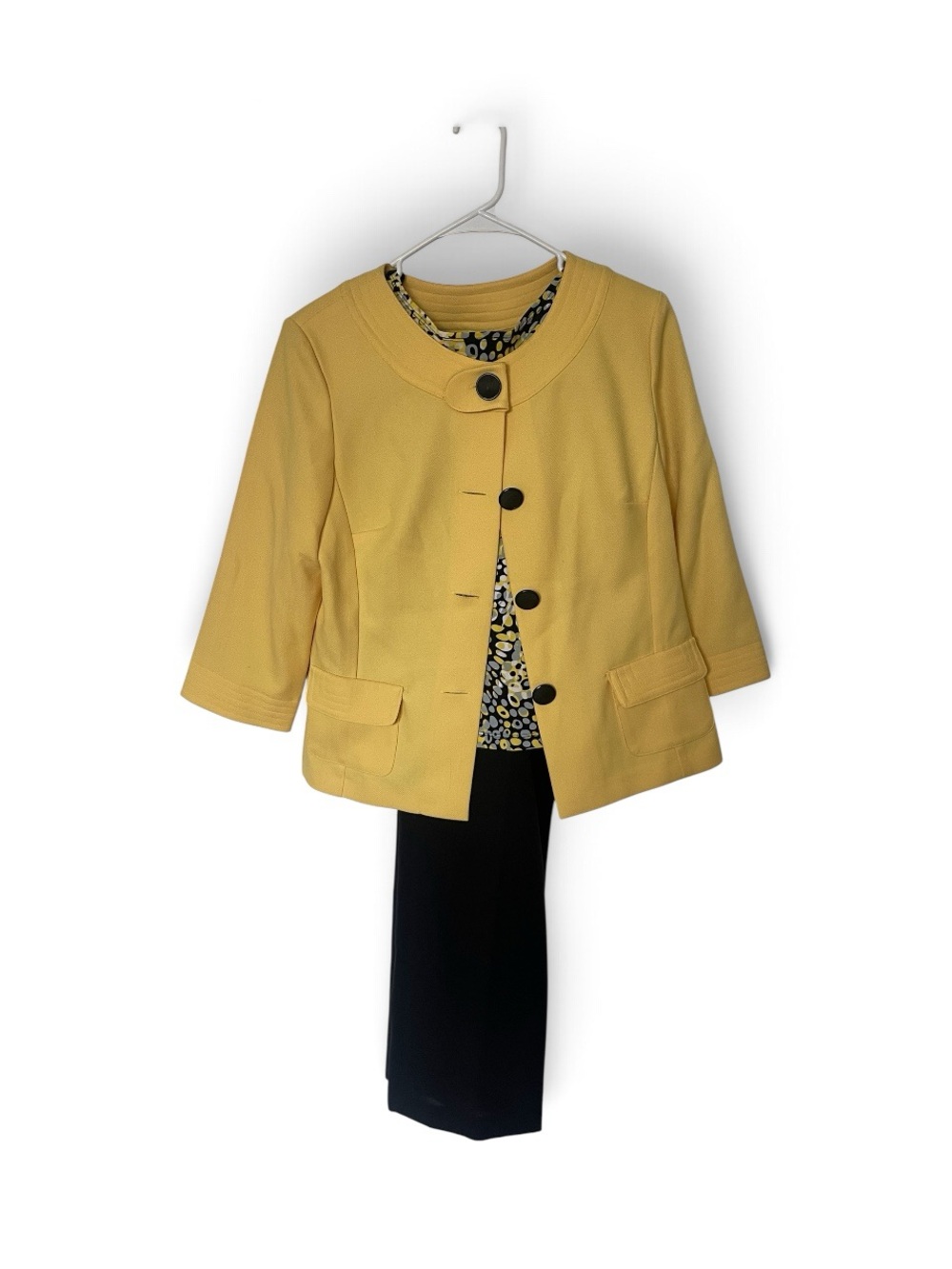 Yellow Cropped Button Jacket - Picture 2 of 2